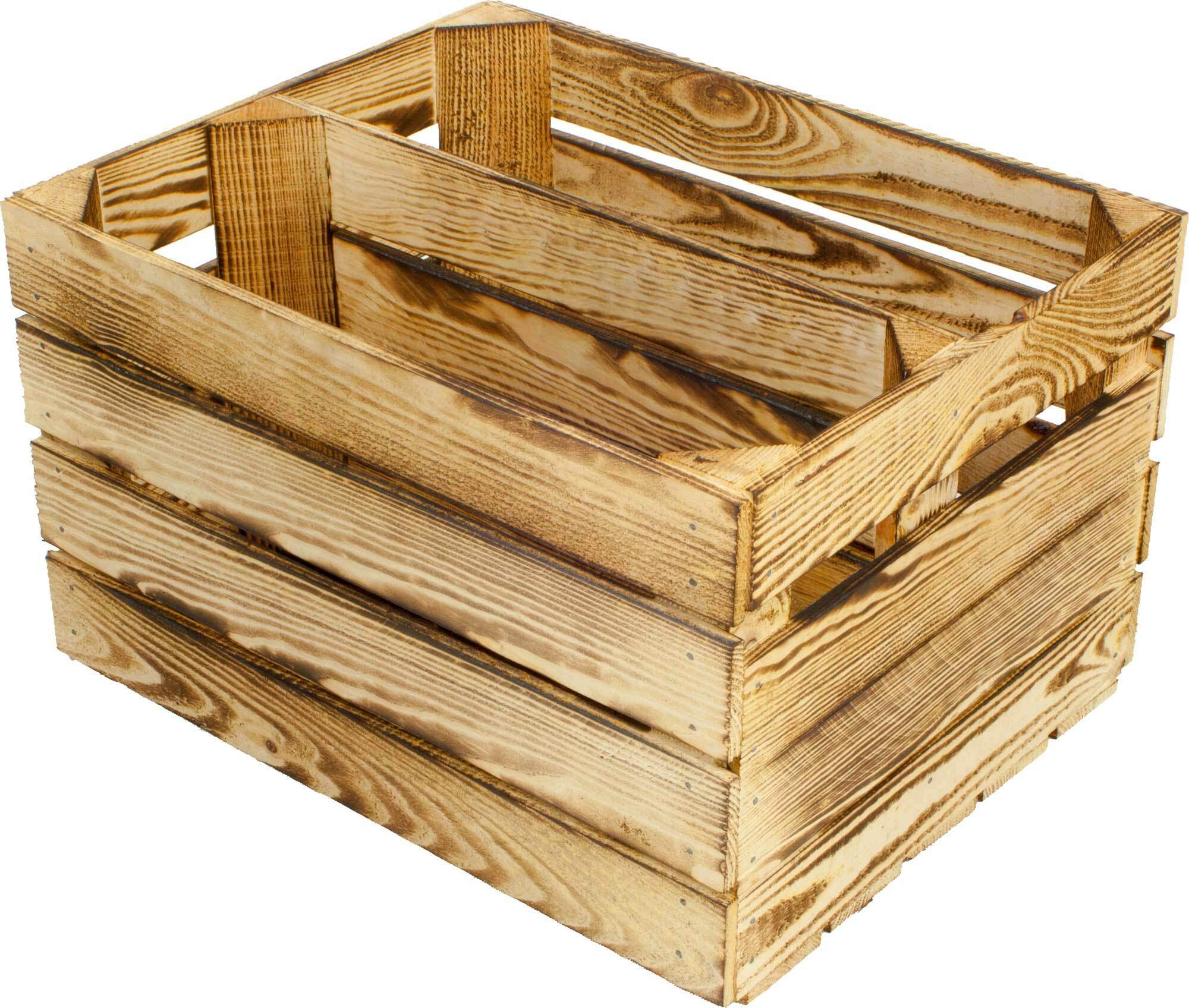 3er Set Schuhregal Bücherregal Weinkiste Obstkiste als Regal - Geflammt - Holzkiste Dekokiste (50 x 40 x 30 cm)