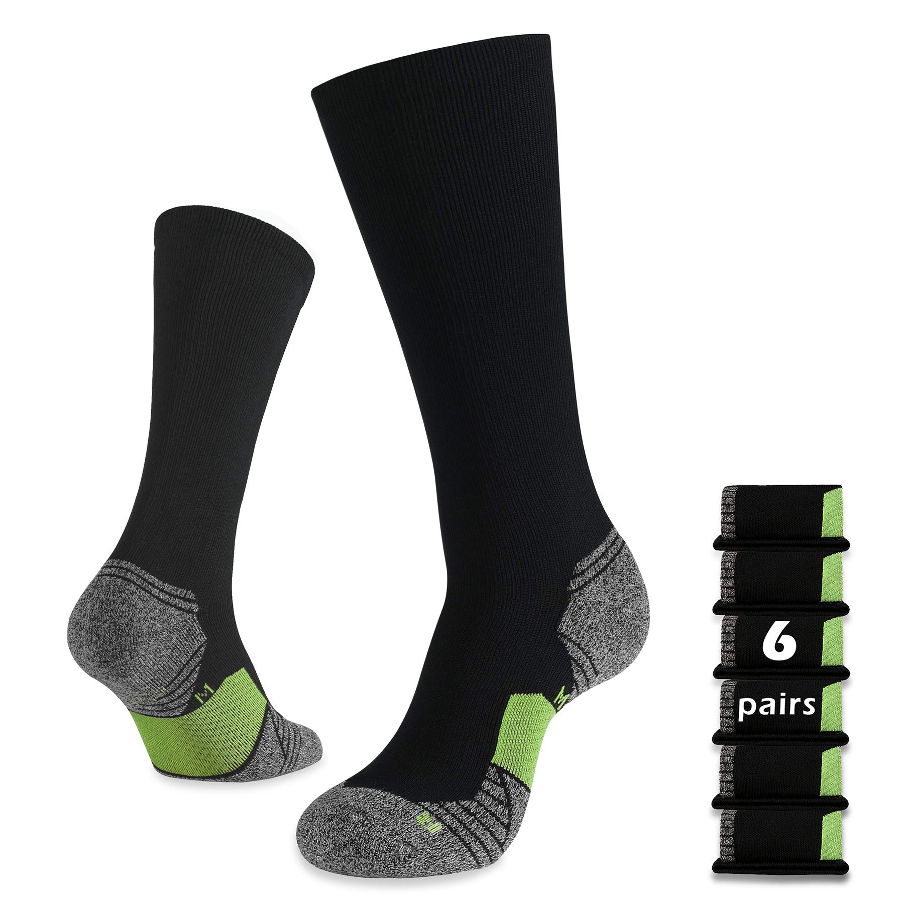 WANDER 3-6 Pairs Men's Athletic Run Cushion Over-the-Calf Tube Socks