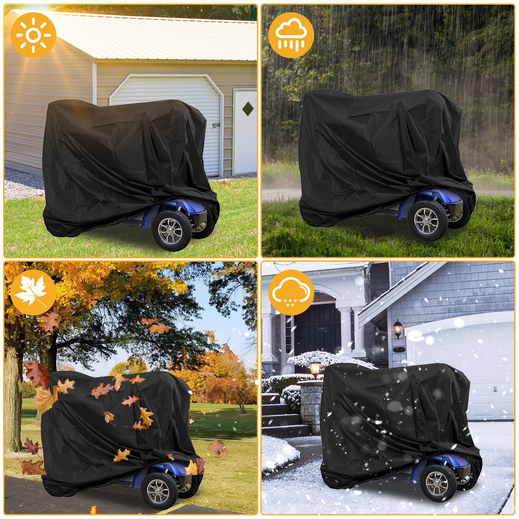 Elektromobil Abdeckhauben, Wasserdicht UV-Schutz Mobilitätsroller Abdeckung, Universell Seniorenmobil Abdeckplane für den Innen- und Außenbereich (140x66x91cm)