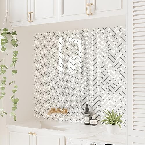 Miniatura 5 de VEELIKE Adhesivos para azulejos de cocina, 6 hojas de azulejos adhesivos de espiga en muro para cocina, azulejos adhesivos extraíbles de 12 x 12