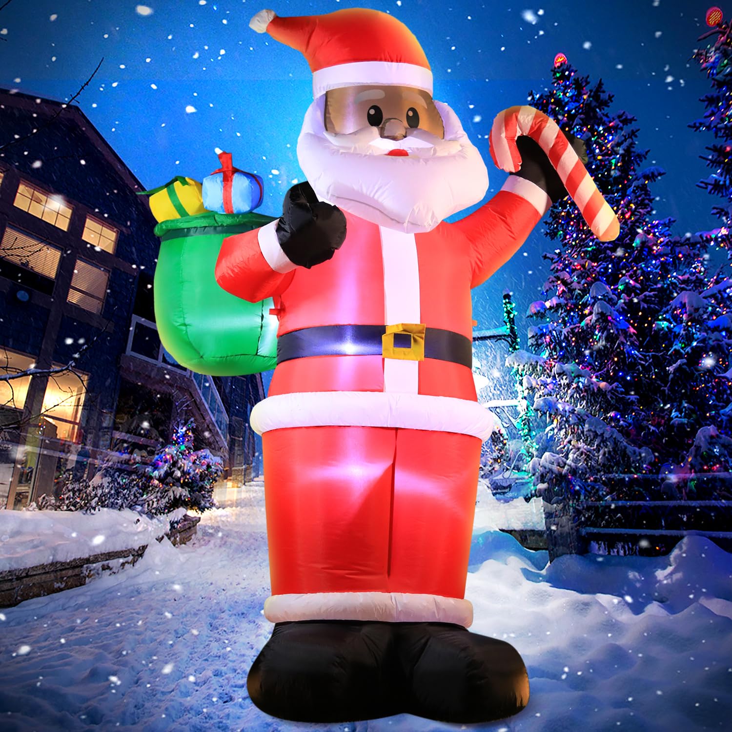Snapklik.com : DomKom 8FT Christmas Inflatables Black Santa Claus