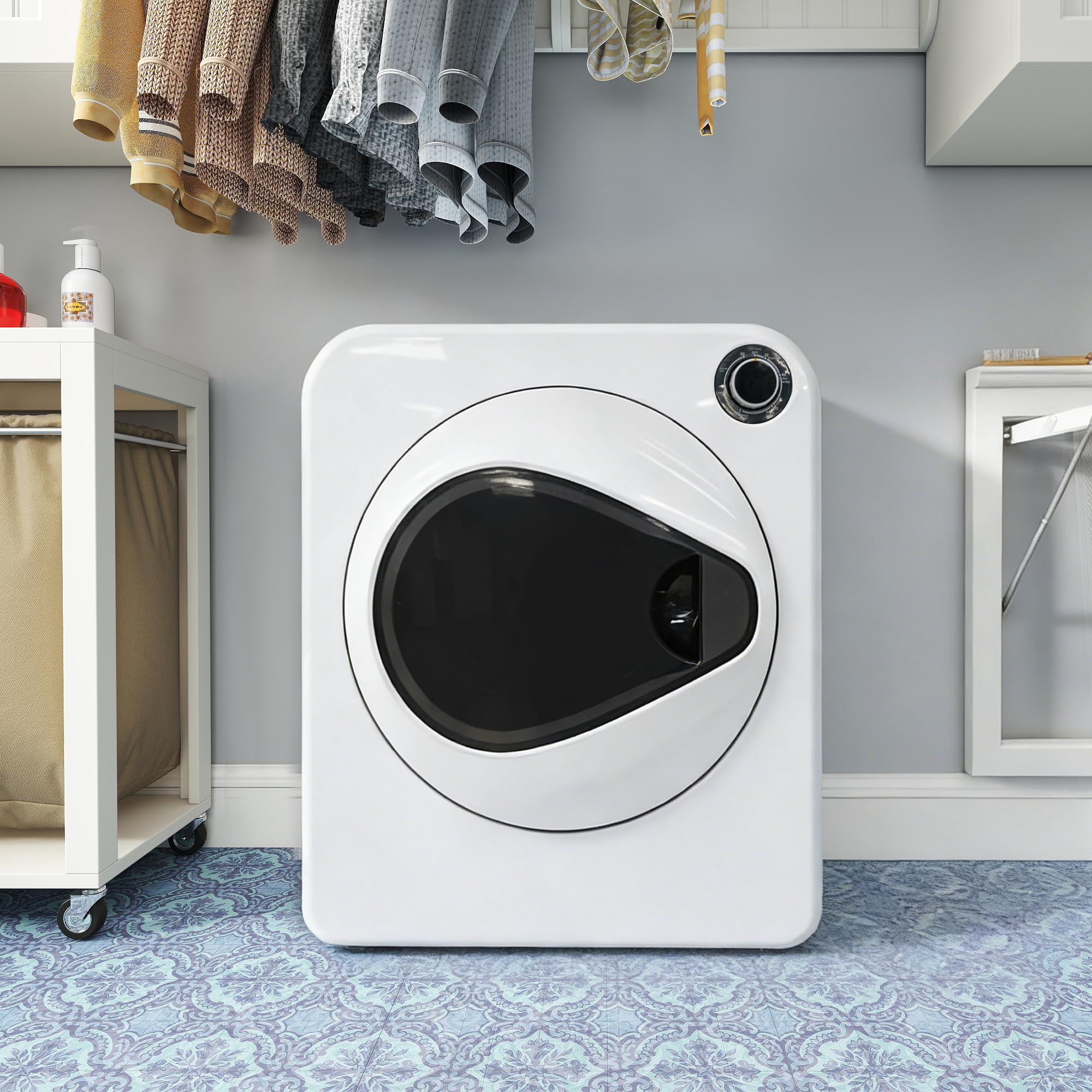 Secadora de 3 kg de capacidad nominal (4 kg eficaz) con calefacción de cerámica PTC, tambor de acero inoxidable, 4 programas de secado, función de refrigeración, doble seguridad, apilable y montaje en