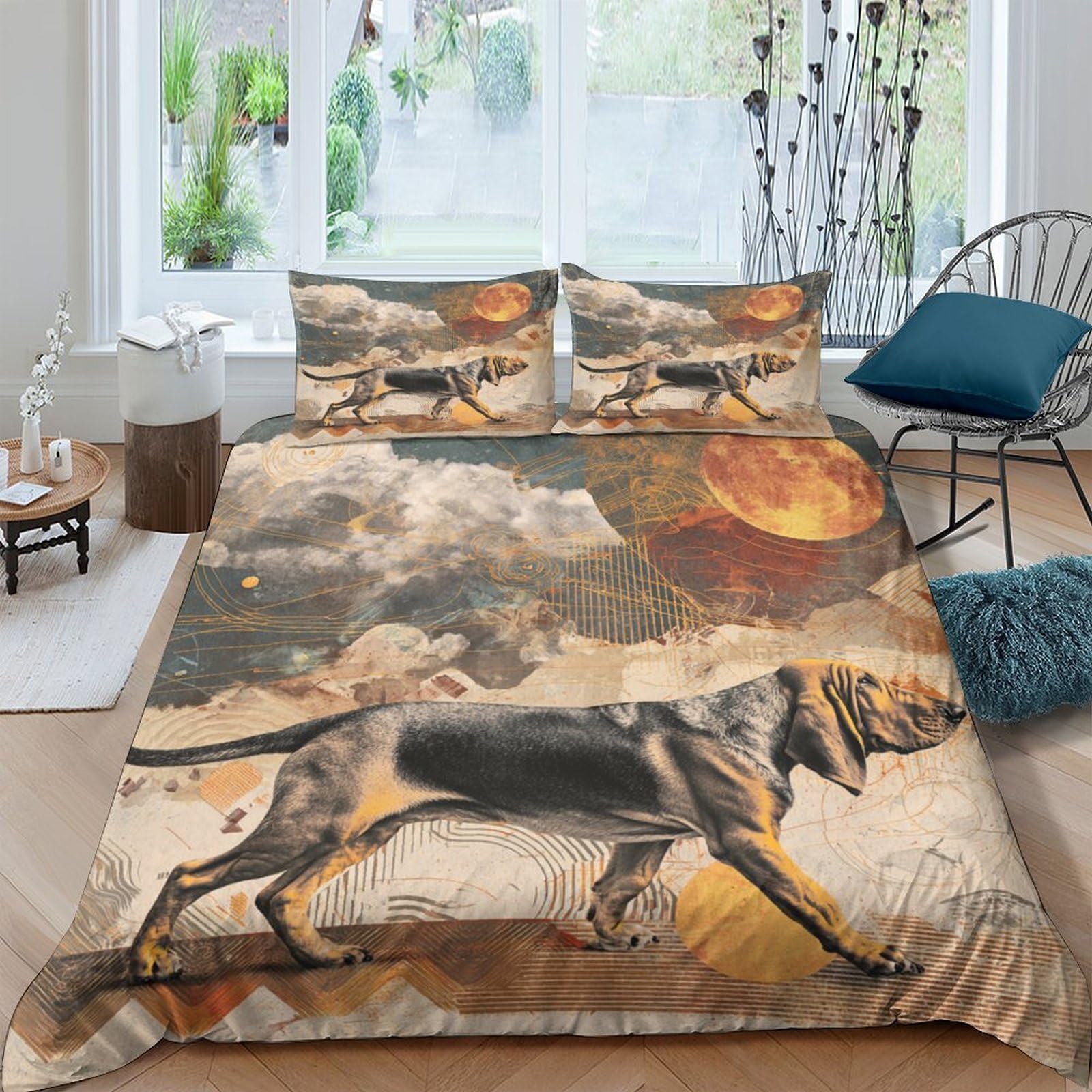 Ctjqhvkz Style-6 3D Printed Rottweiler Landscape Fitted Sheet Microfiber Soft Bed Cover For Bedroom Decor Mattress Protection Single（135X200cm）