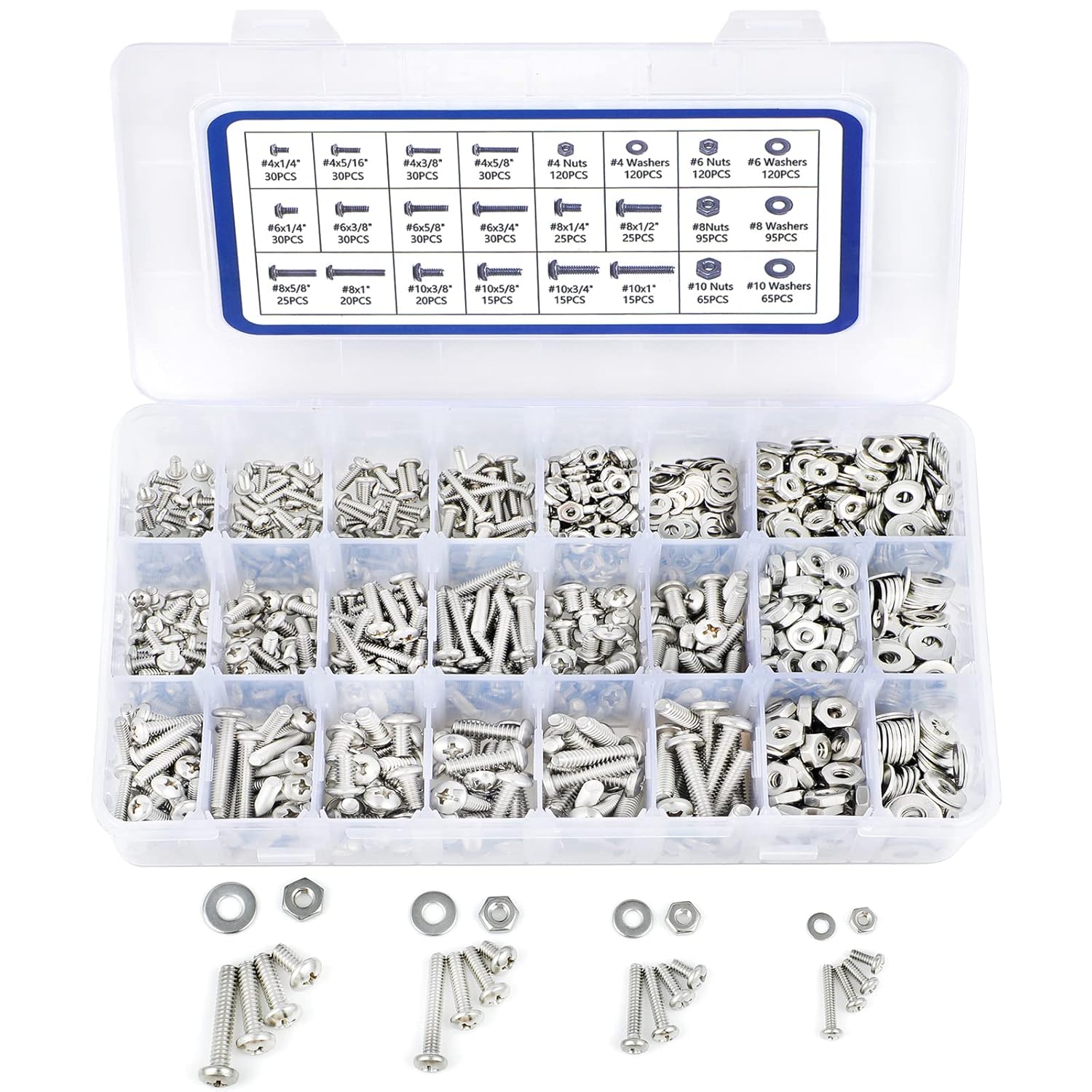 1200PCS Machine Screw Assortment Kit, JROUTH Phillips Pan Head 4406328321024 Assorted
