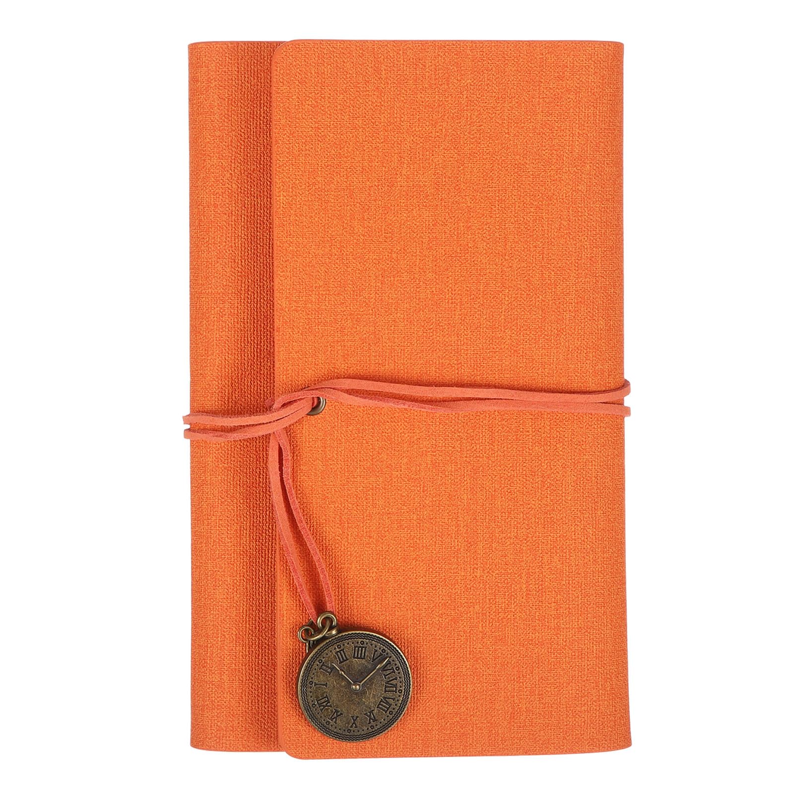 PATIKIL A6 PU Leather Notebook, Refillable 160 Pages Thick Paper Travel Notebook Vintage Writing Journaling Work Note Book with 4 Different Pages for Office Business Meeting, Orange