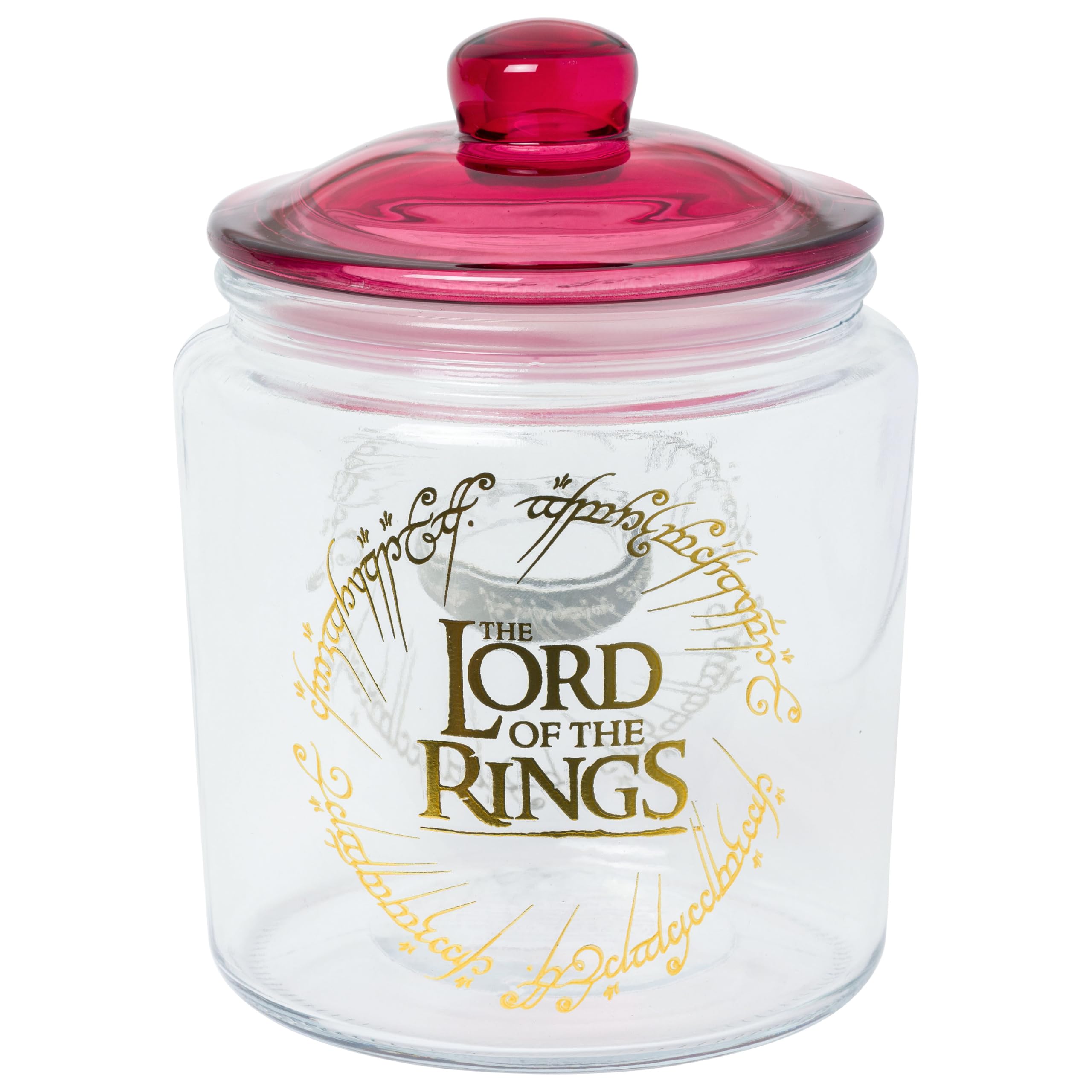 Silver Buffalo Lord of the Rings Elvish Gold Foil Glass Jar with Lid