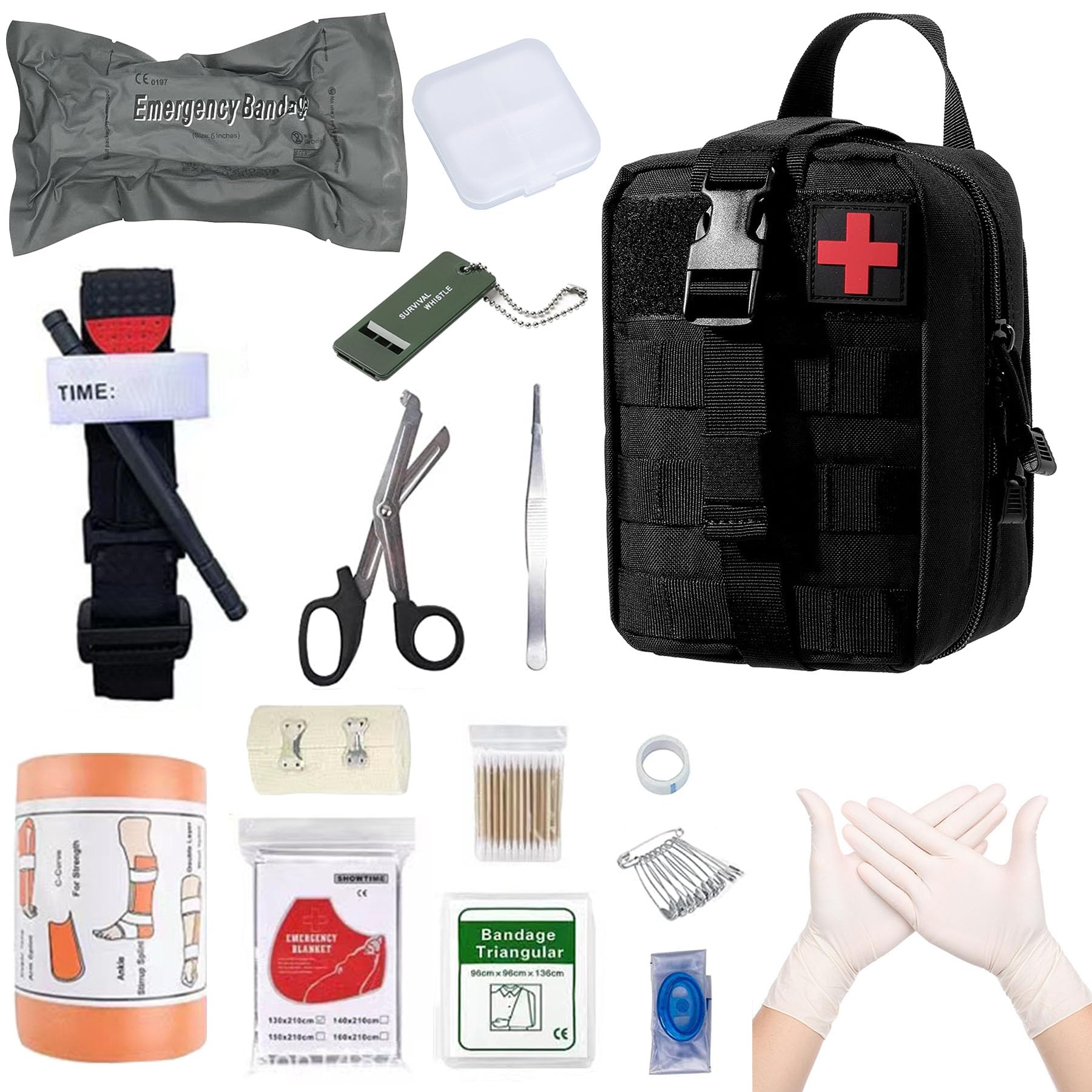 Erste Hilfe Set, Medizinische Taktische Tasche,Medizinische Tasche für Camping, Jagd, Wandern, Zuhause,Auto und Abenteuer,Trauma Kit,Military Combat Survival Everyday Carry Blutungskontrolle