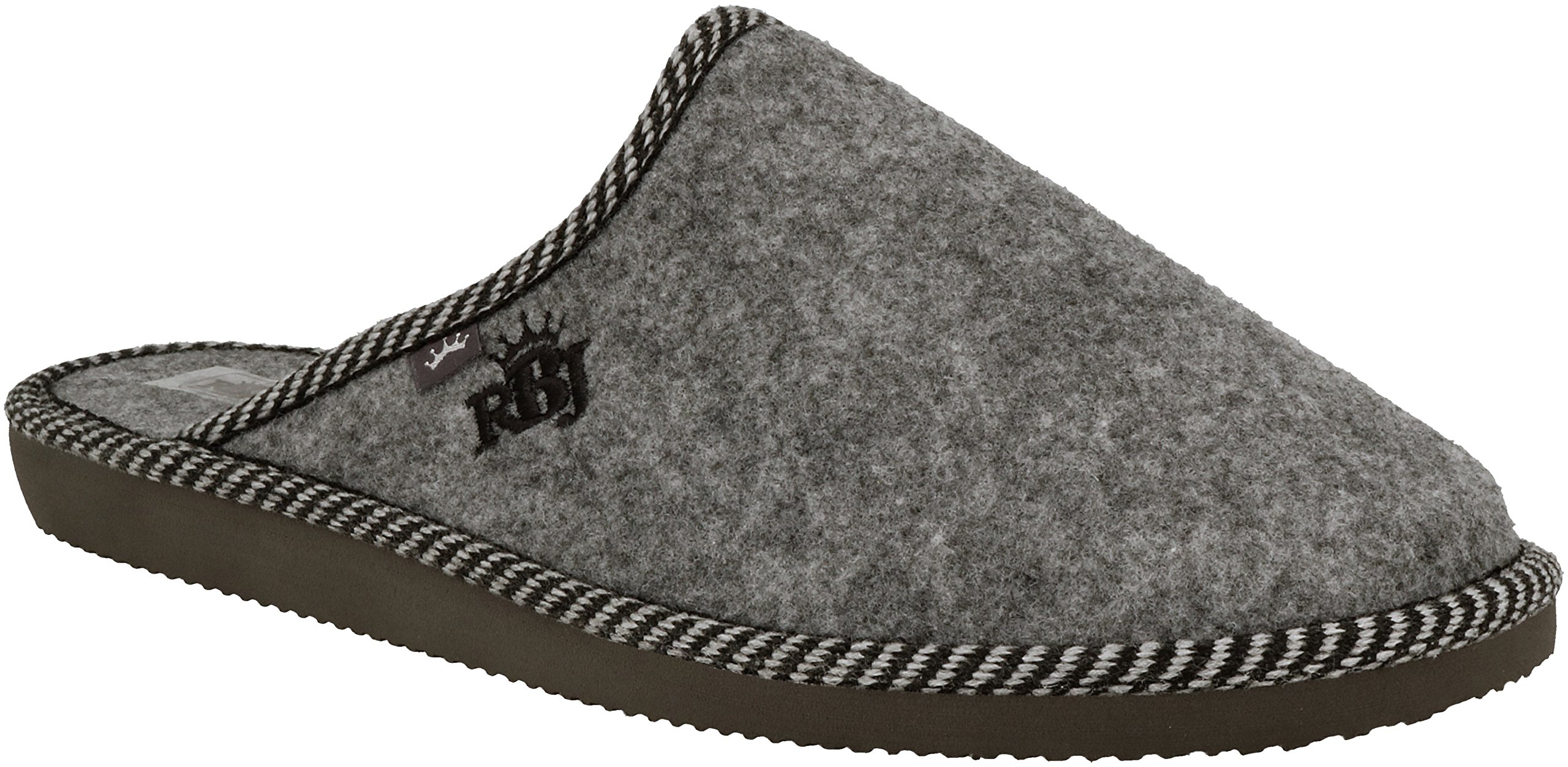 RBJ leather shoes Men’s Wool Felt Slippers with Wool Lining and Rubber Sole - in a Gift Box (Optional) (12 UK, Grey 903A)
