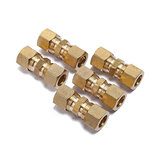 LTWFITTING 7/16 OD Compression Union,Brass Compression Fitting(Pack of