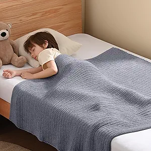 Guohaoi Knitted Weighted Blanket Kids (Light Grey 40"x60" 7lbs) No Beads Cooling Heavy Blanket, Home Decor Breathable Chunky Knit Blanket for All-Season Use