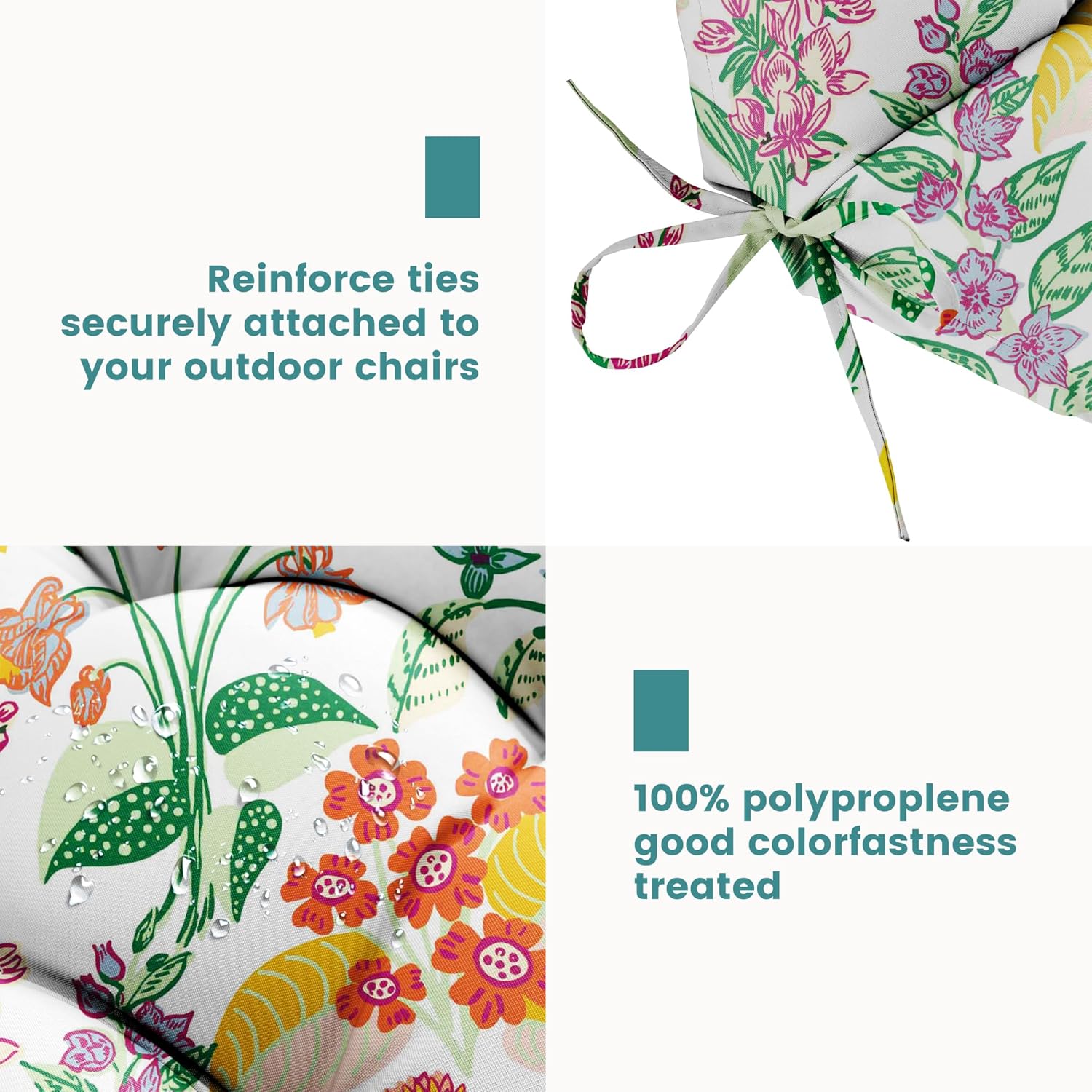 Outdoor High Back Chair Cushions, 44" x 21" x 4" Tufted Adirondack Chair Cushions, Water Resistant Patterned Patio Furniture Cushions with Multiple Color for Garden Rocking Chair,Floral