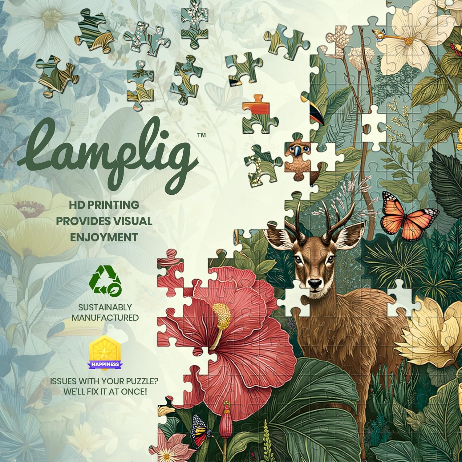 1000 Piece Puzzle for Adults,Rainforest Animals Jigsaw Puzzle,Jungle Puzzles 1000 Pieces, Challenging Nature Game and Great Gift Flower Puzzle Decor Toy for Adults (27.5"x19.6"), 1:1 Poster