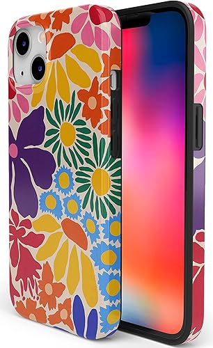 Casely Funda para iPhone 13  Compatible con MagSafe  Parche de flores  Funda floral femenina
