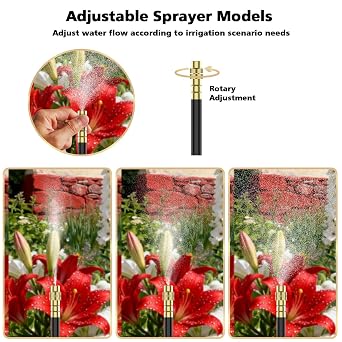 Drip Irrigation System 2 Ports - 360° Adjustable Garden Watering System 20m with 40 Nozzles, Drip Irrigation Kit for Garden, Yard, Lawn, Greenhouse, Plants, 12mm Hose