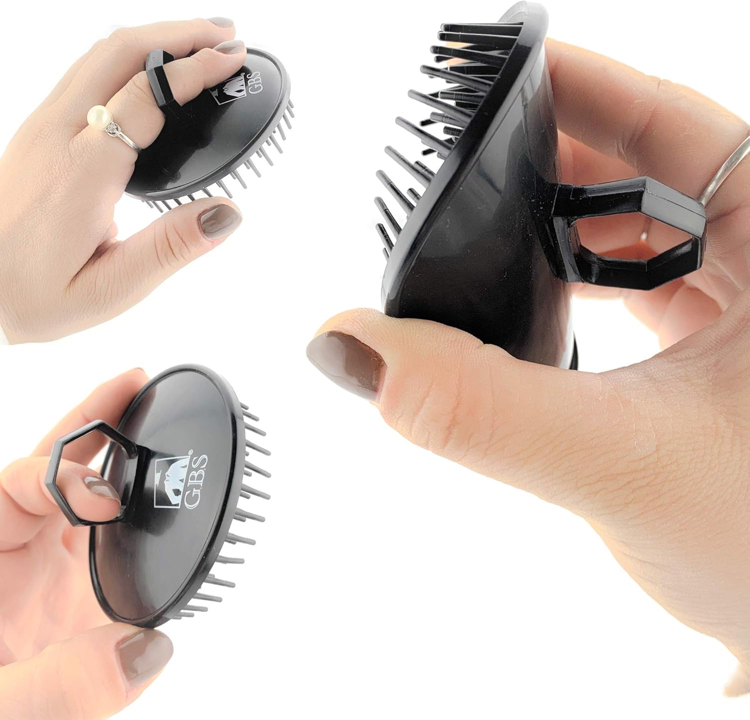 GBS Shower Shampoo Massage Brush No.100 - Single Black Brush - Best Scalp Shower Head Scrubber Promotes for Hair Growth. The Multi Purpose Pocket Size Brush for Wet or Dry Hair for Women Men : Health & Household