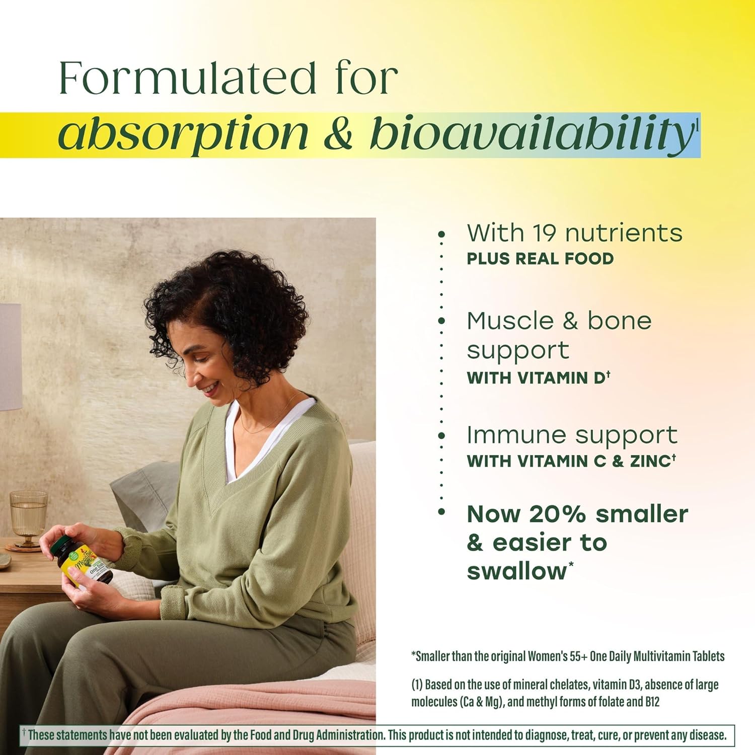 MegaFood Multivitamin for Women 55+ One Daily Womens Multivitamin with Vitamin D3, C, Zinc & Bioavailable Vitamin B12 & Folate - Healthy Aging, Brain & Bone Health, Vegetarian, 120 Tablets - Image 4