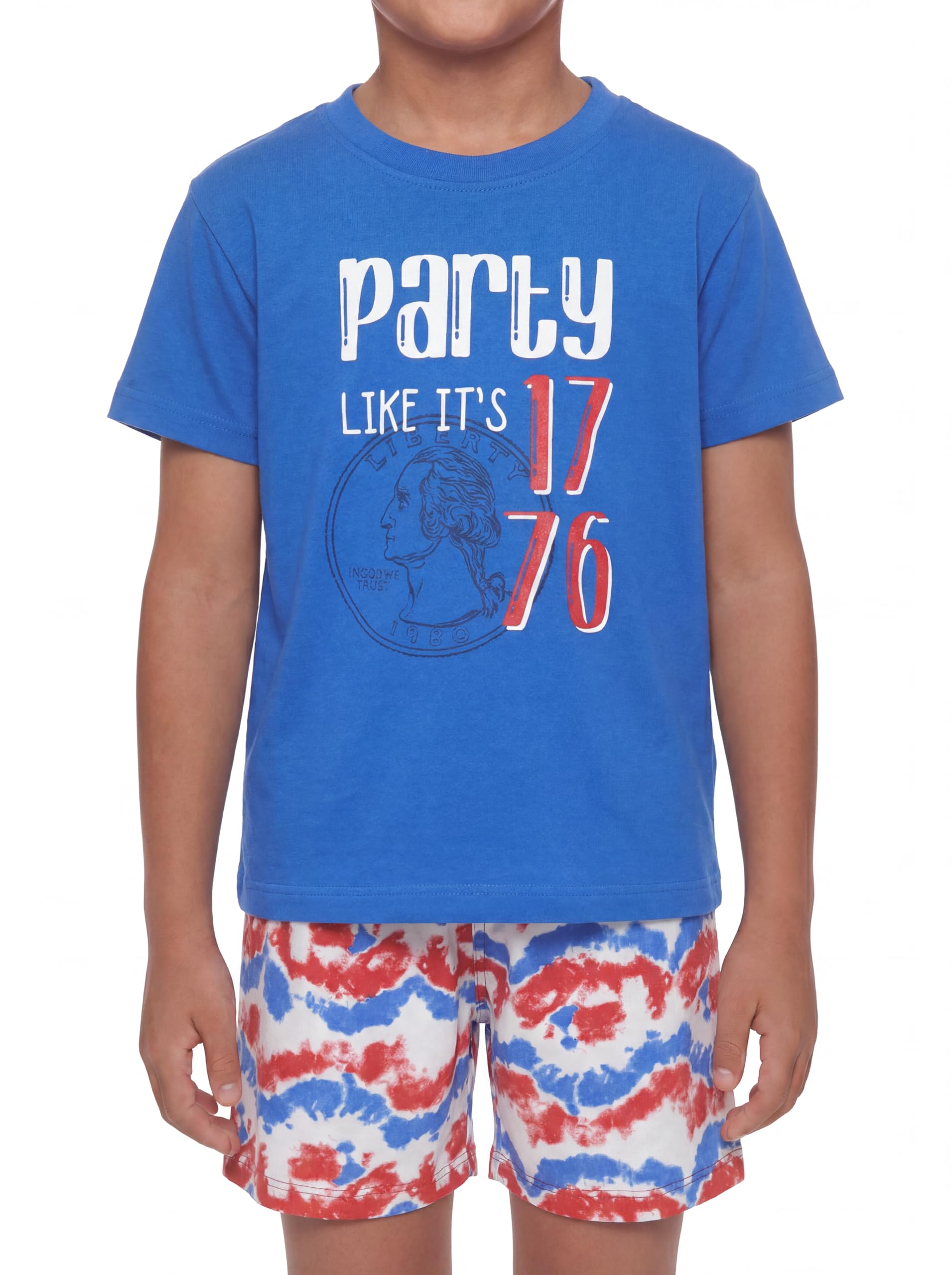 Boys 2pc Shorts Set Outfit Short Sleeve Shirt with Classic Applique Print and Shorts