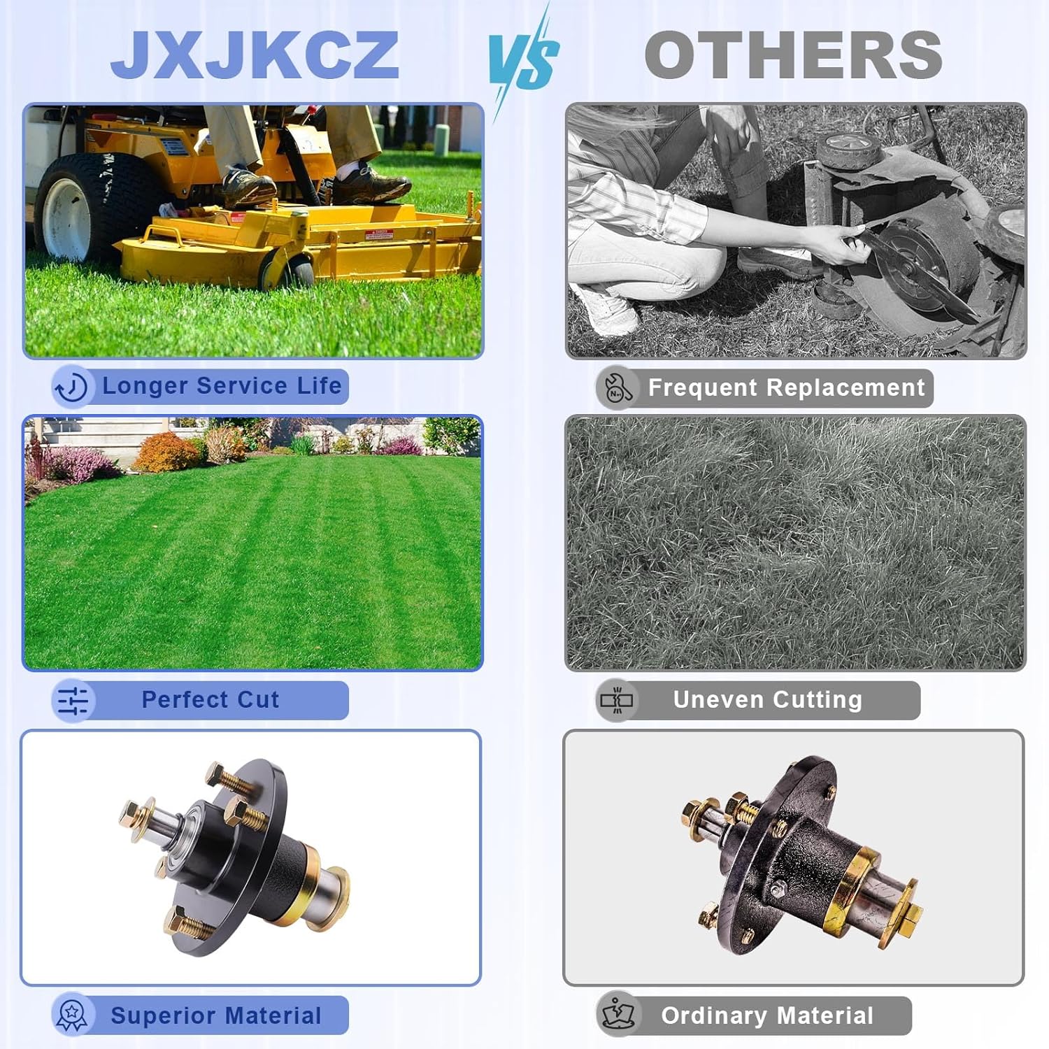 Mower Spindle Assembly Replaces Hustler 350595 Compatible with Super Z ATZ with 52" 60" 72" Decks, Includes Grease Zerk
