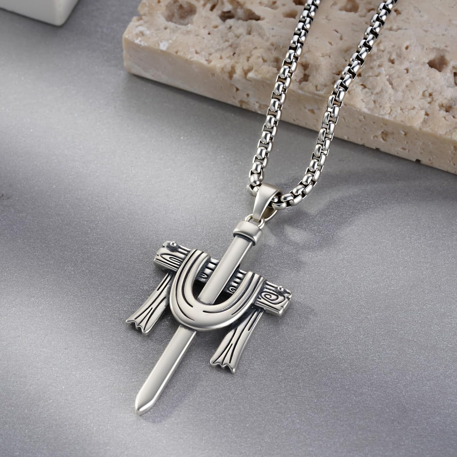 Jesus Cross Necklace 925 Sterling Silver Nail Cross Necklace for Men Women Jesus Chain Religious Christian Jewelry Gifts - Image 2