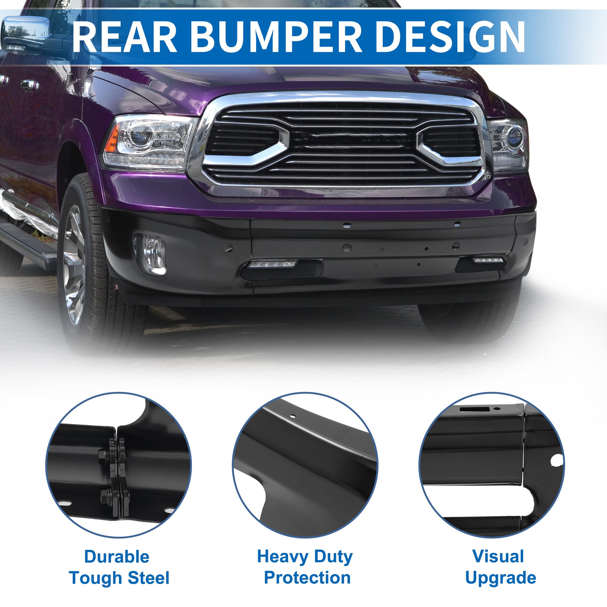 Black Front Bumper for Ram 1500 - Product View