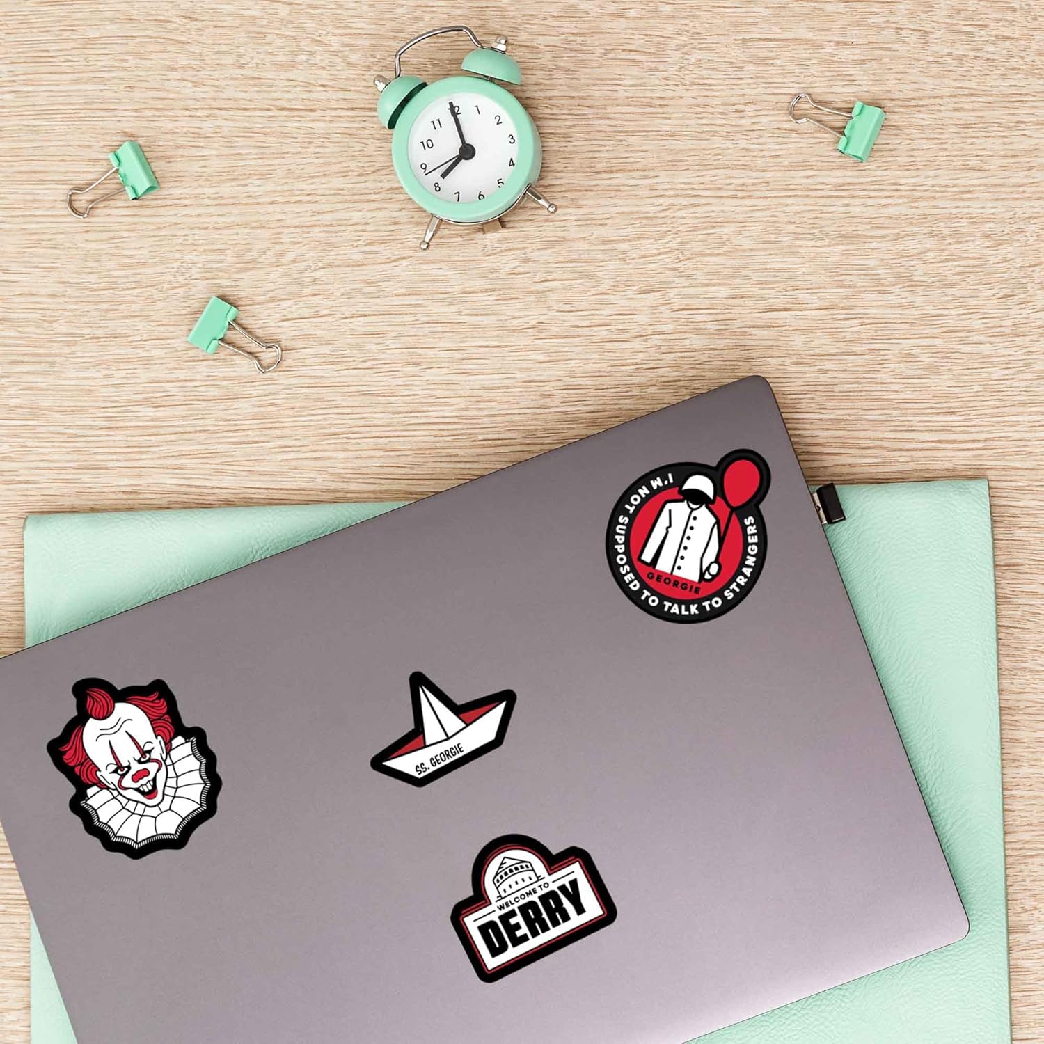 IT Movie Icons Adhesive Vinyl Decals - Spooky Set of IT Stickers for Water Bottle or Laptop, 1 Pack (4 Count) - Image 5