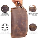 LEATHER VILLAGE Premium Leather Toiletry Travel with Waterproof Lining for Men & Women - Brown | King-Size Handcrafted Vintage Dopp Kit Bag