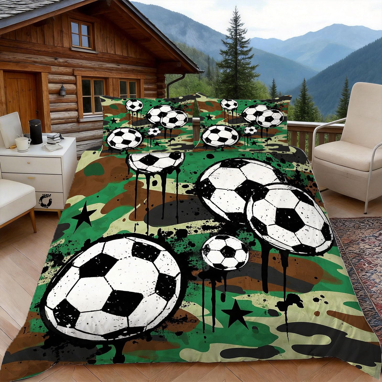 Housse de couette 240 x 260 football microfibre pour literie hypoallergénique