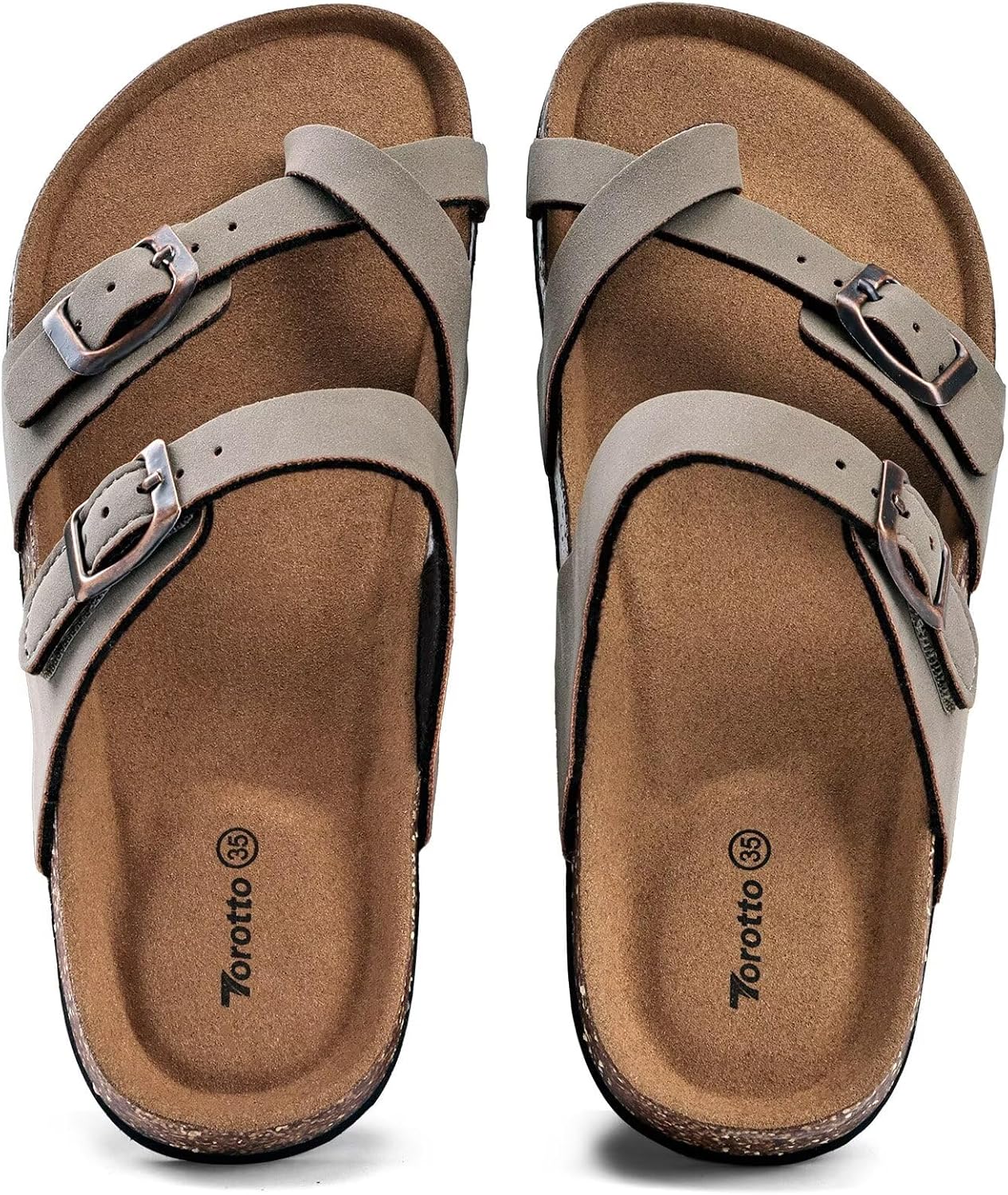 Torotto Boys Girls Sandals with Cork Footbed Adjustable Buckle Casual Flip Flops Sandals Open Toes Flat for Kids Toddler - Image 6