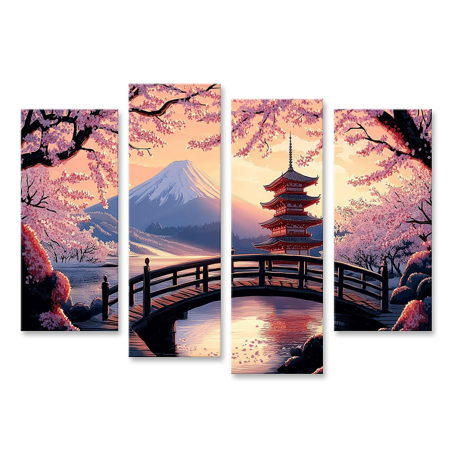 islandburner Quadro su tela Paesaggio giapponese con fiori di ciliegio e pagoda per soggiorno amanti del giapponese immagini giapponesi poster