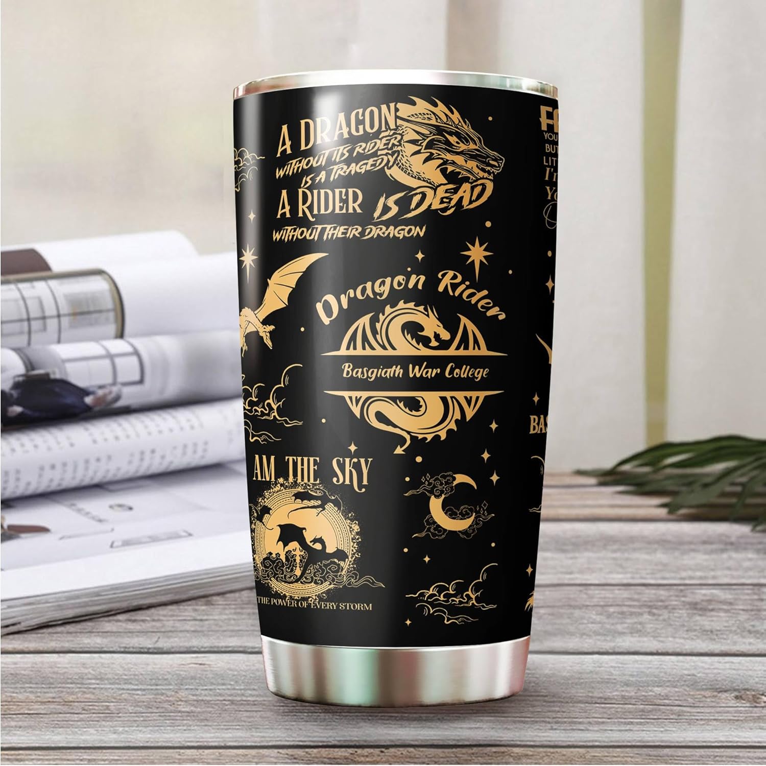 Kozmoz Inspire Basgiath Gifts - War College Tumbler - Fourth Dragon Rider Book Mug - Fantasy Bookworm Cup - Dragon Wing 20 Oz Tumbler - Wing Gifts For Book Lovers on Christmas, Birthday - Image 4