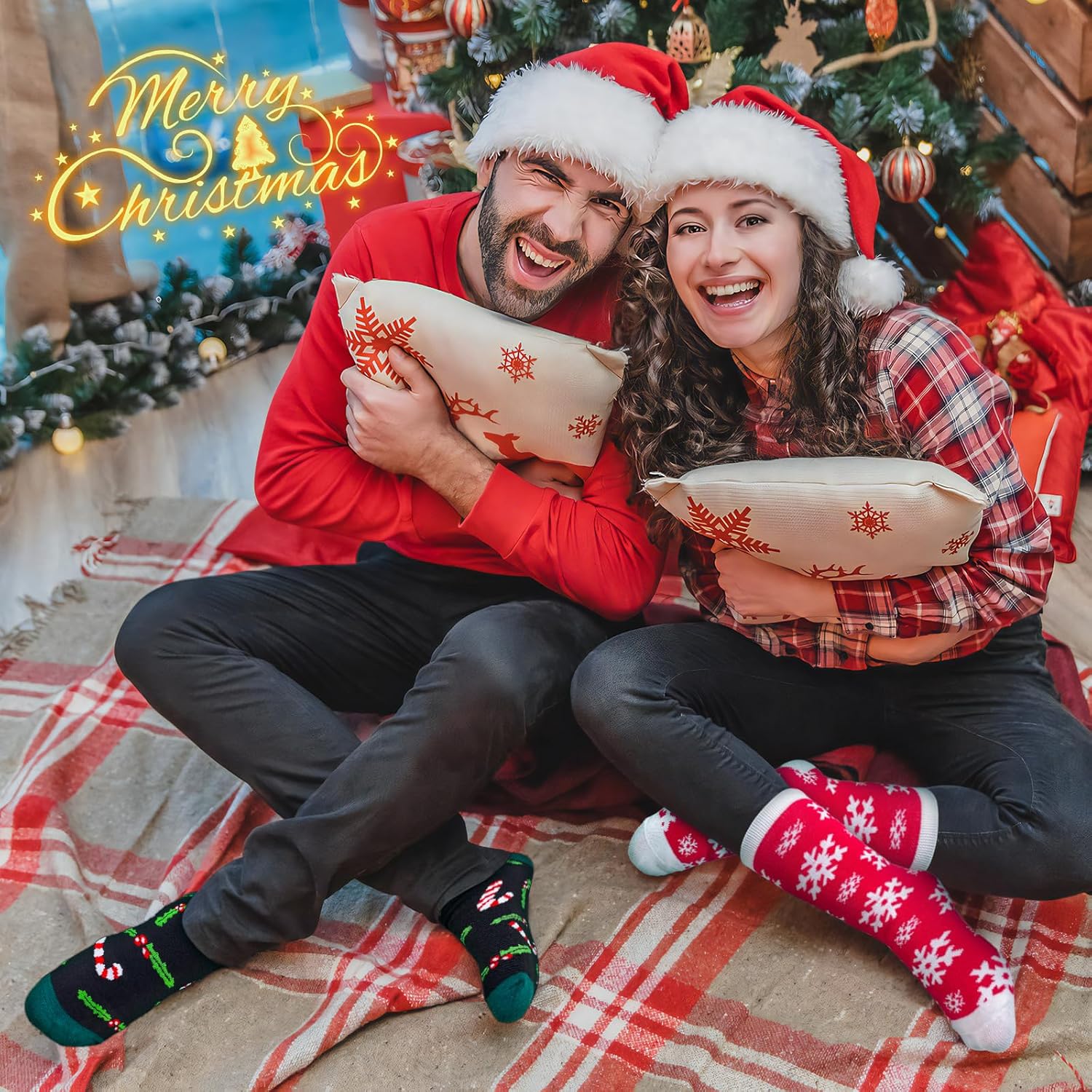 8 Pairs Fun Christmas Socks for Adults Bulk, Funny Xmas Gifts for Women Men Novetly Crew Cotton Holiday Sock Set - Image 7