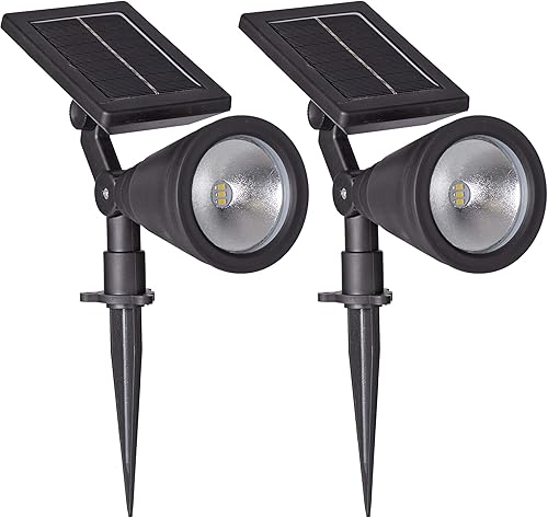 Sterno Home GL40460 - Kit de luz solar LED negra para exteriores, montaje en tierra o pared, iluminación de seguridad impermeable para paisaje con