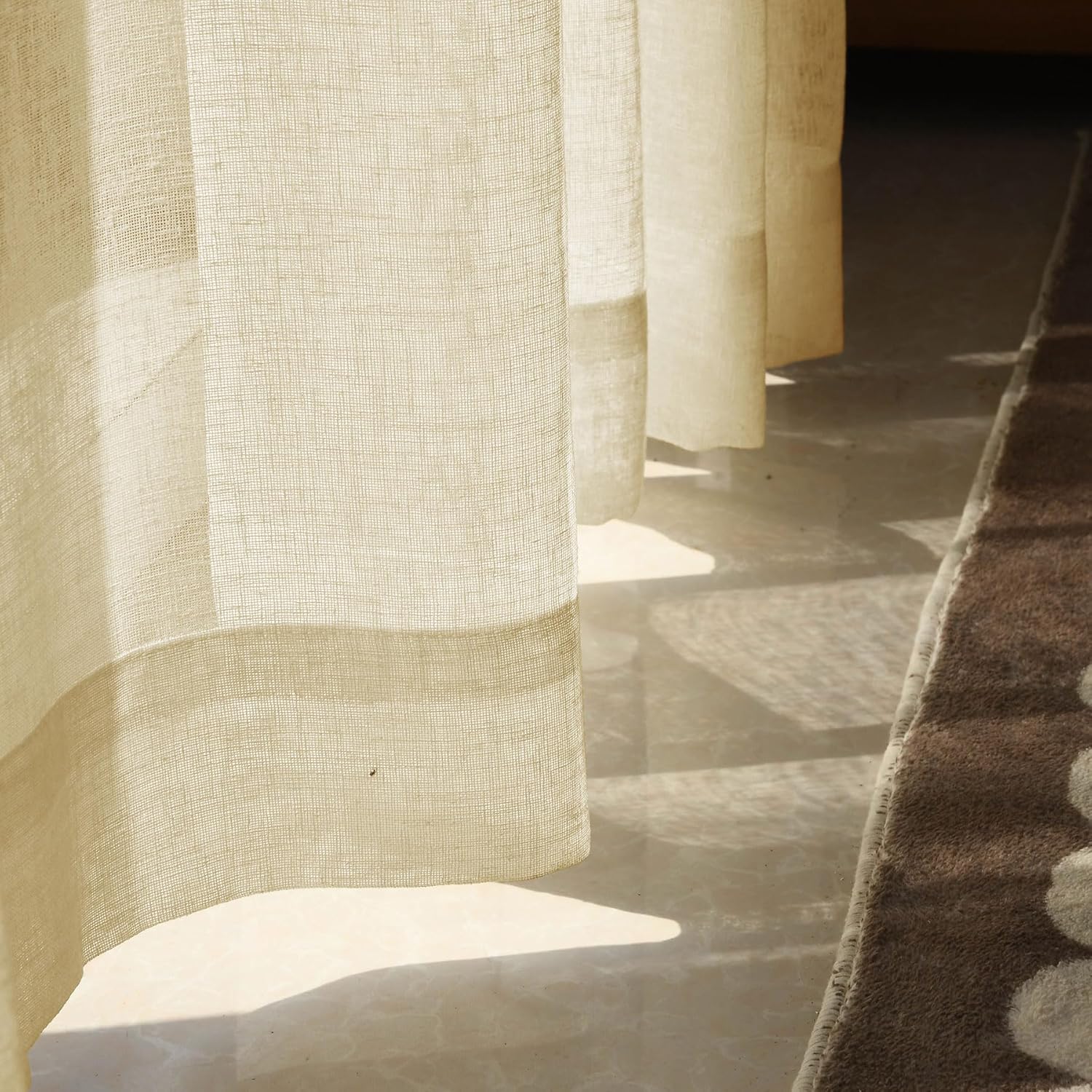 Fcoise Semi Sheer Curtains 63 inches Long | Faux Linen Pinch Pleated Curtains | Light Filtering Window Curtains for Door Kitchen Closet Patio Mansion Indoor Outdoor, 42" Wx63 L, 1 Panel, Khaki