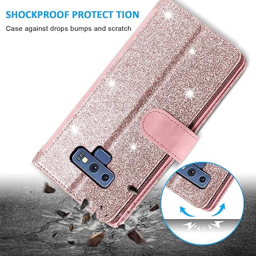 Miniatura 6 de Furiet Compatible con Samsung Galaxy Note 9 - Funda tipo cartera para correa de muñeca con correa de muñeca, soporte para tarjetas de piel