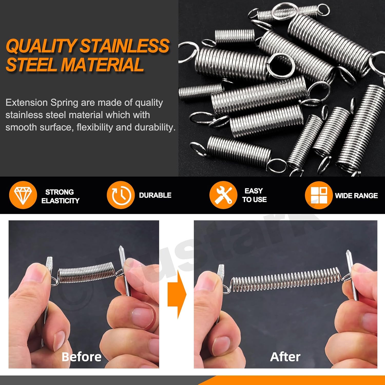60Pcs 12 Sizes Stainless Steel Extension Spring Assortment Kit Extension and Compression Springs Mechanical Springs with Hook End Small Spring Tension Spring for Shop Home Repairs DIY