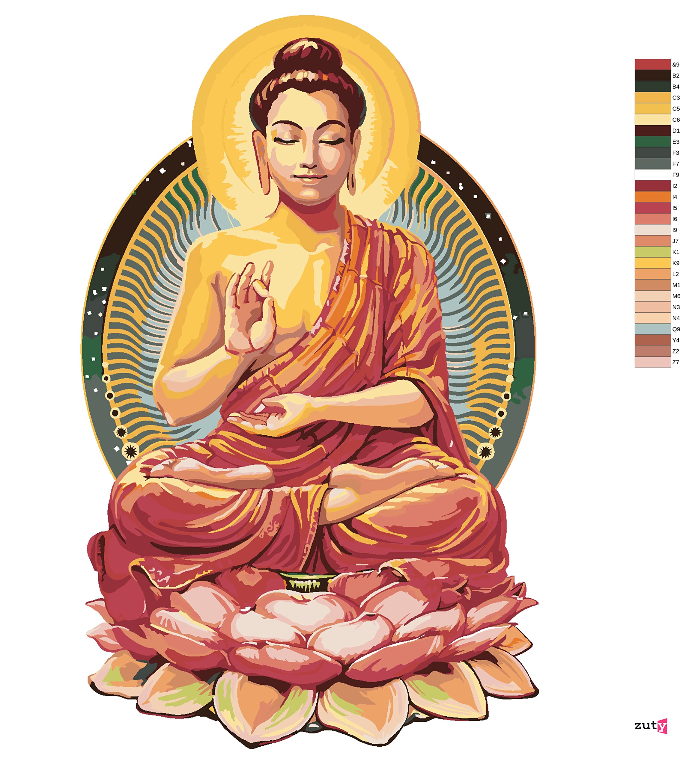 Malowanie według liczb - Średni Budda II 80 x 100 cm bez blejtramy