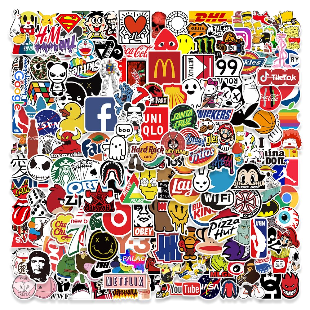 TUMAJI200Pcs Street Fashion Cool Stickers for Laptop Vinyl Stickers Pack Decals for Laptop Waterbottle Moto Bicycle Skateboard Luggage Decal Graffiti Phone Stickers for Adults Teens