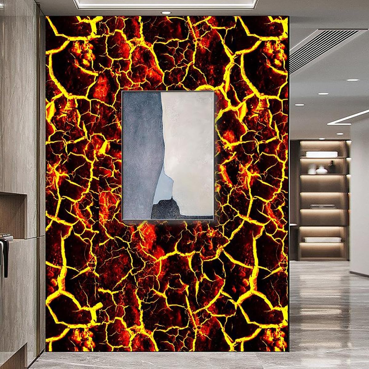 TAOGIFT 3D Red Flame Contact Paper Peel and Stick Wallpaper with Fiery Flame Design Waterproof Removable Vinyl Decorative for Walls Furniture Cabinets and Drawers 17.3x117 Inches