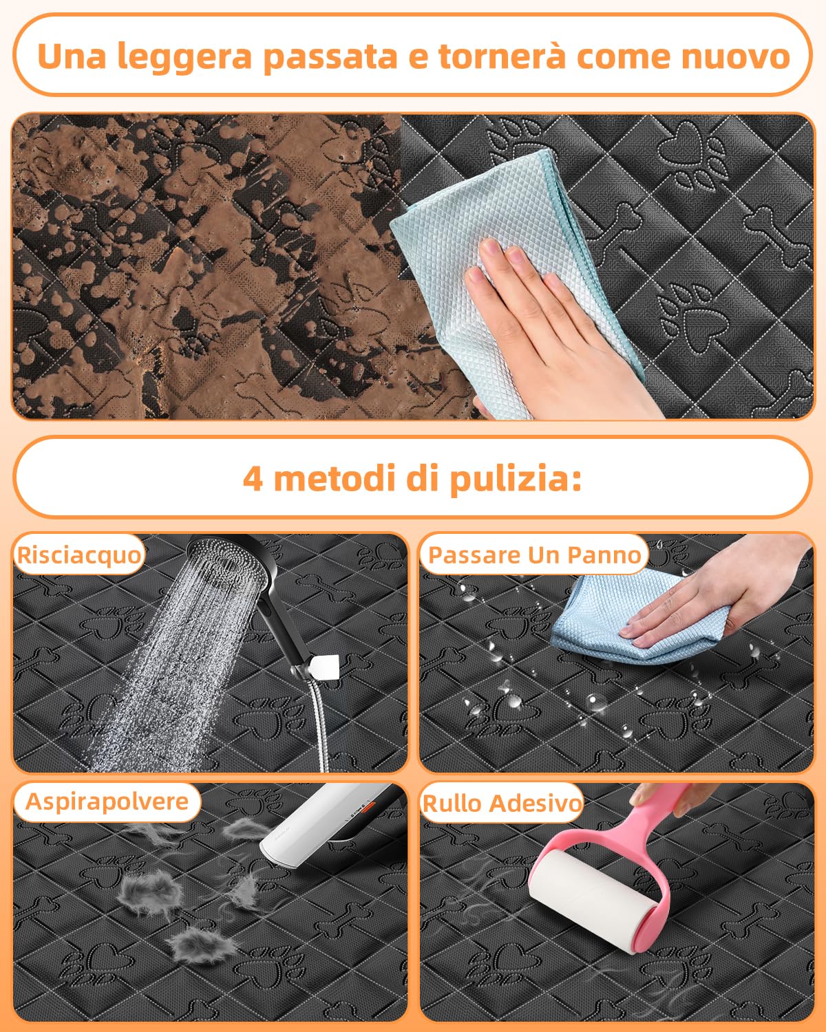 Coprisedile Auto per Cani 600D Impermeabile Telo Posteriore Auto per Animali con Protezione Laterale Antigraffiato e Antiscivolo Telo Macchina per Cani Adatto alla Maggior Parte delle Auto SUV