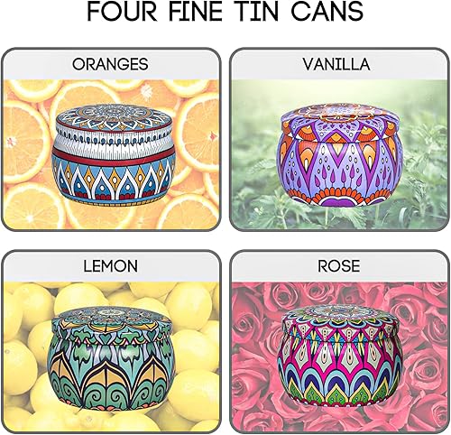 Miniatura 2 de PLEYIDOOL Velas perfumadas de soja para aromaterapia, regalos para mujeres, 4.4 onzas, paquete de 4 unidades de 120 horas de combustión, velas de