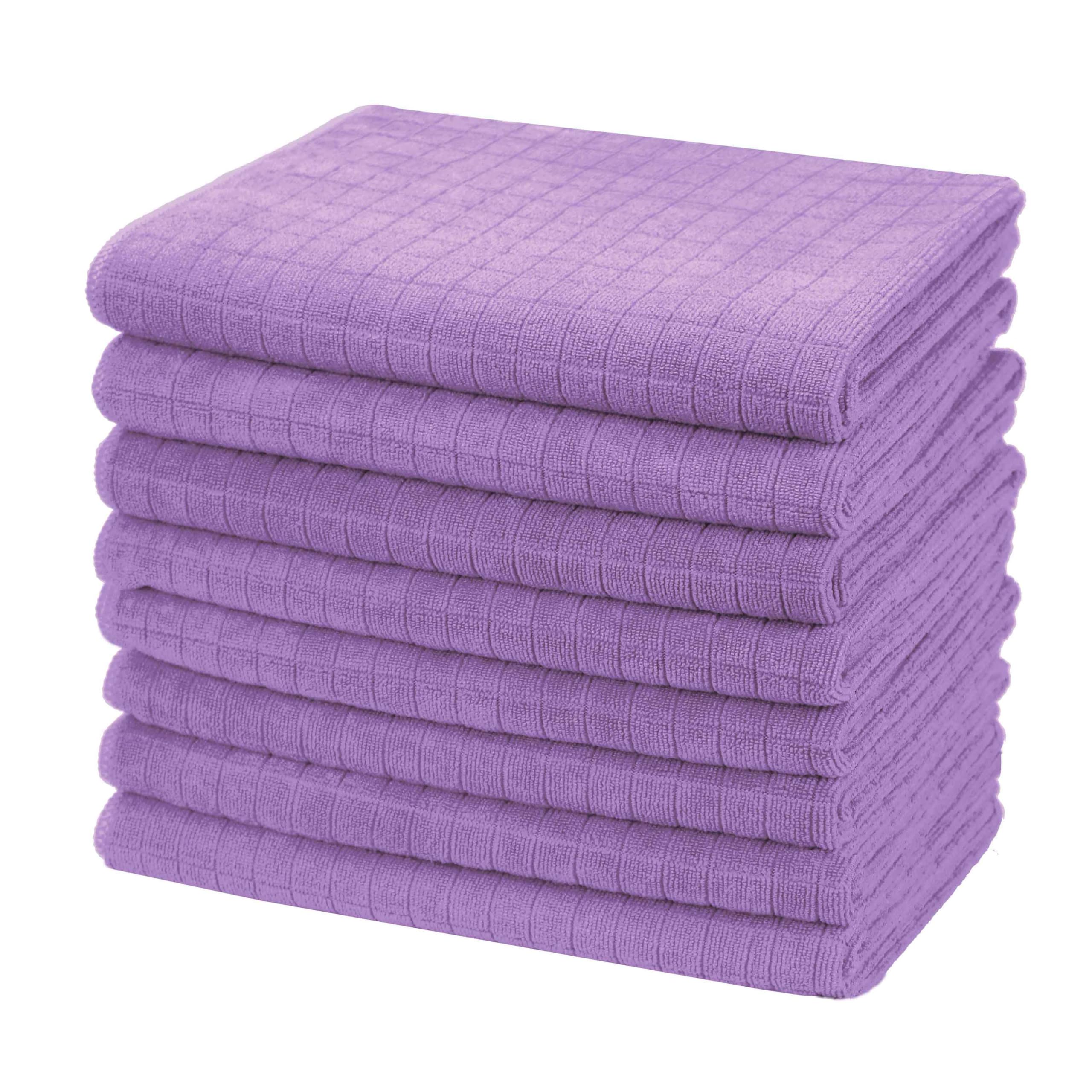 gryeer Microfibre Tea Towels, Soft, Super Absorbent and Lint Free Kitchen Towels, 45 x 65 cm, Pack of 8, Purple