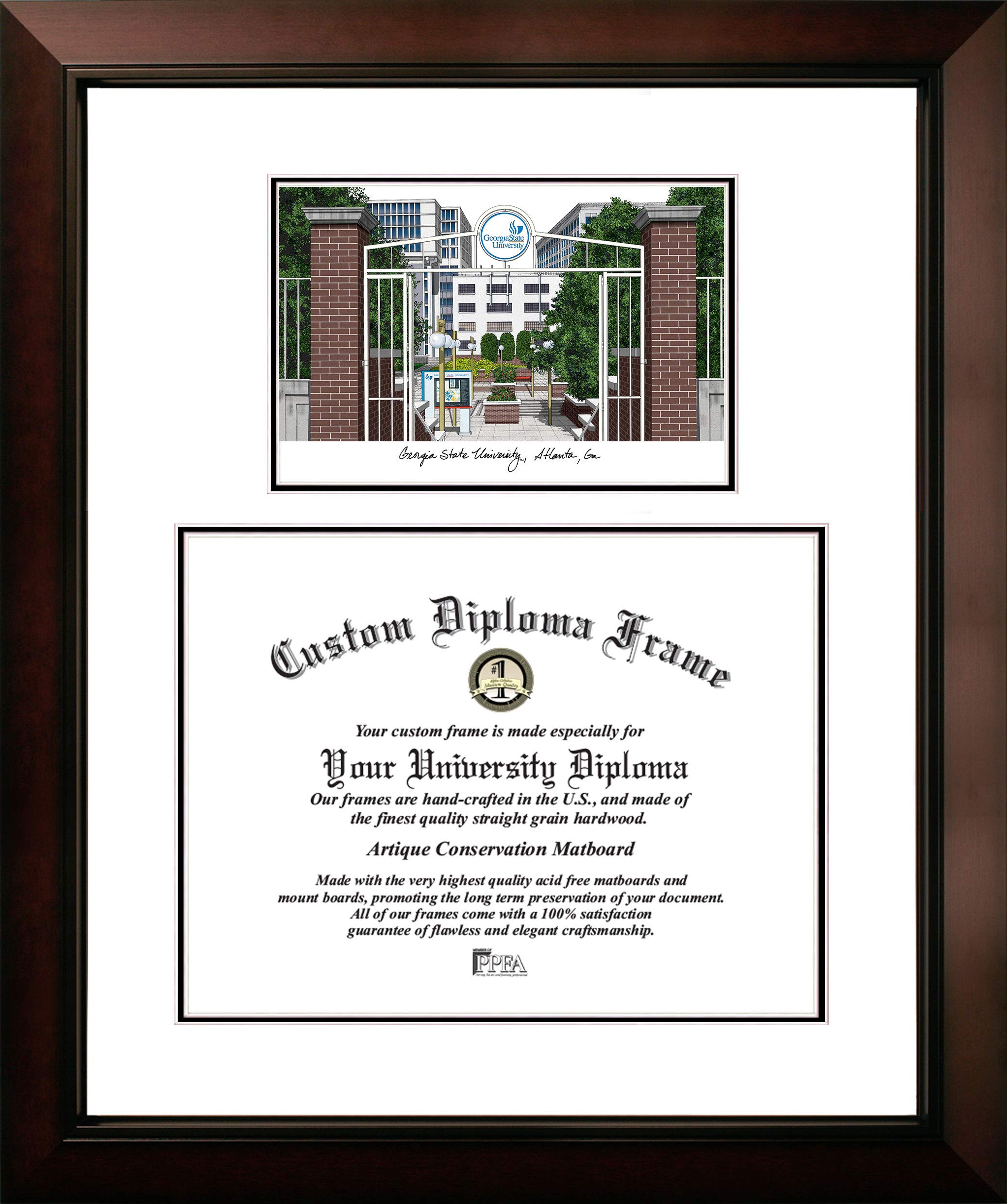Cornice Per Diploma In Legno Con Sigillo Georgia State University, 22x25 Cm, Oro, Realizzata A Mano USA