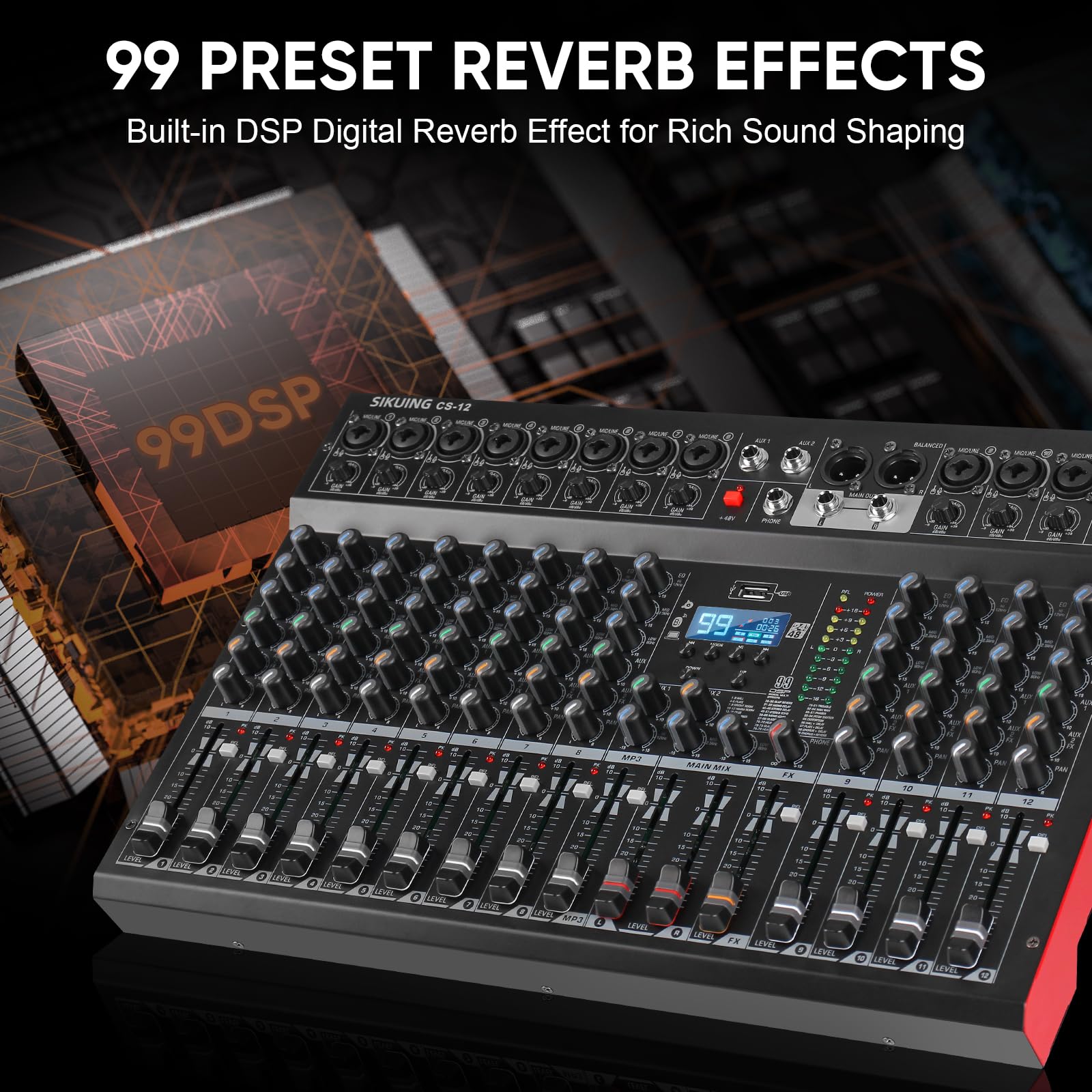 Amazon.com: SIKUING 12 Channel Mixer, Professional Audio Mixing
