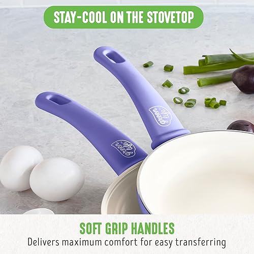 Vista 103 de GreenLife - Juego de batería de cocina antiadherente, de cerámica y agarre suave con utensilios Turquesa