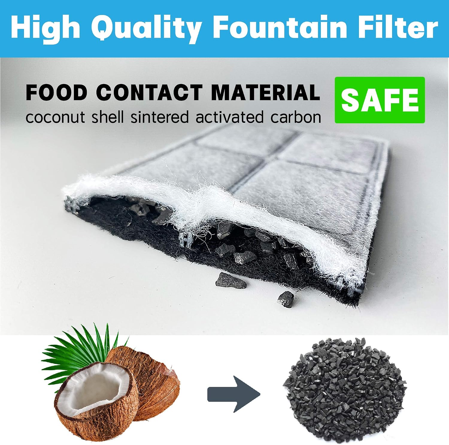 NEOUZA Drinkwell Platinum Pet Water Fountain Filters, 8-Pack with Cleaning Kit, Food-Grade Material, Activated Carbon, NSF Certified - Image 4