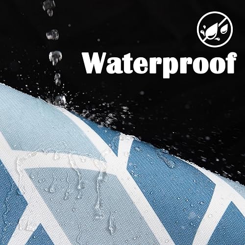 Miniatura 4 de JINCHAN Cortina de ducha geométrica azul y blanca con flecha de chevron, cortinas de ducha estilo granja para baño, moderna tela impermeable con 12