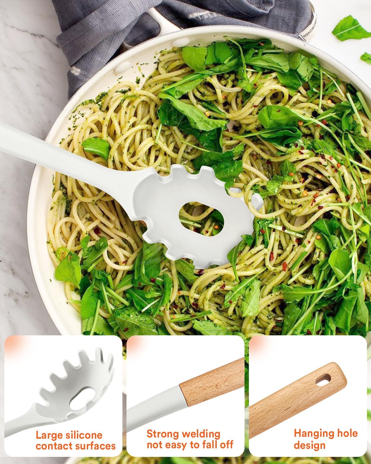 Badiano 13PCS Silicone Kitchen Utensils Set for Nonstick Cookware, White image 4