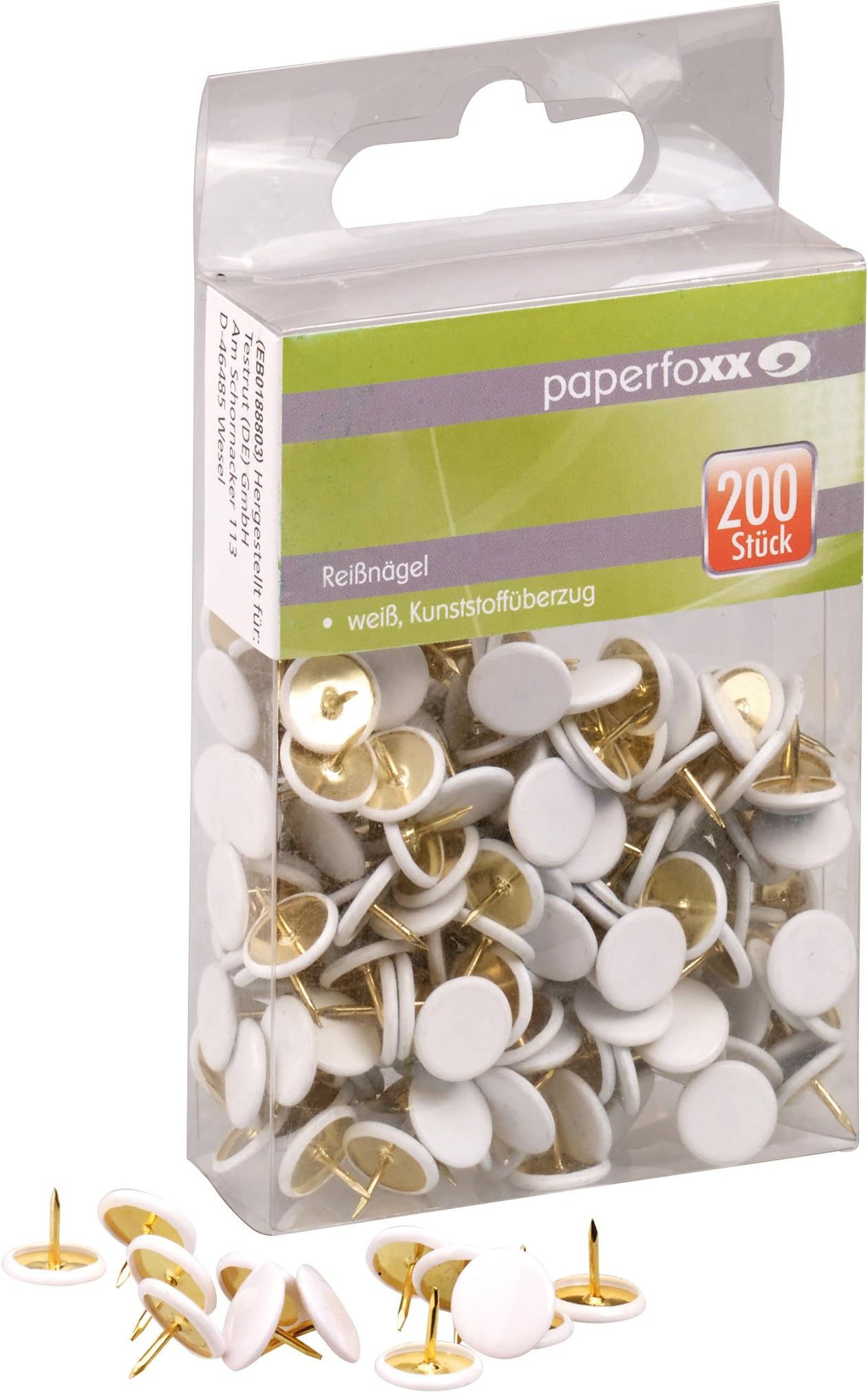 Paperfoxx Thumbtacks Clips - White (Pack of 200)