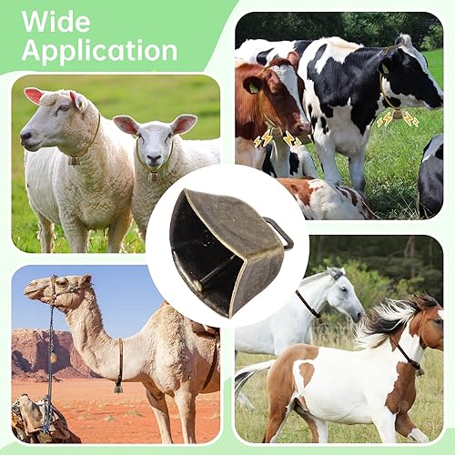 Miniatura 5 de 30 campanas de vaca, campanas de cobre de pastoreo, campanas de vaca de metal con sonido nítido, campanas de bronce de cobre de animales fuertes,