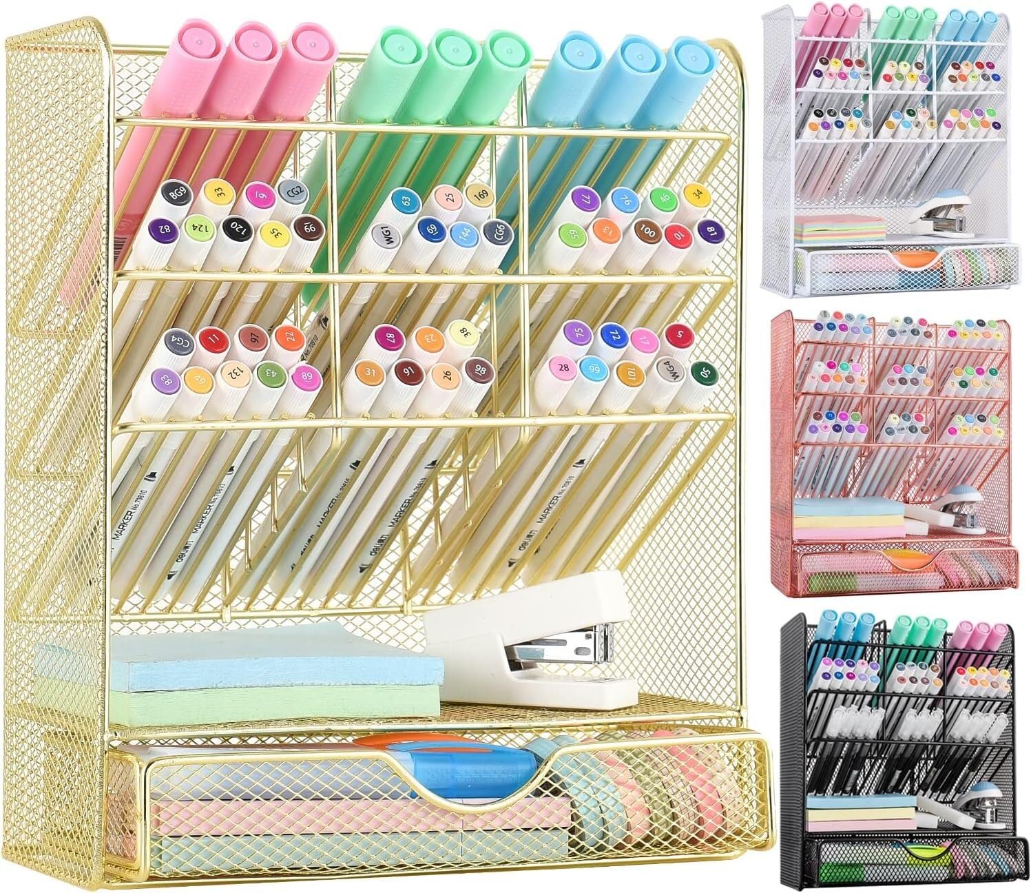 Schreibtisch Organizer Stiftehalter Schreibtisch Stifthalter Aus Metall, Stiftehalter Für Den Schreibtisch, Schreibtisch-Organizer Mit Schublade Für Schule, Zuhause, Kunstbedarf Organizer Büro ( Color